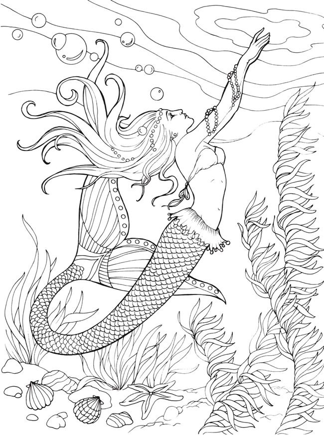 60 Printable Realistic Mermaid Coloring Pages 32