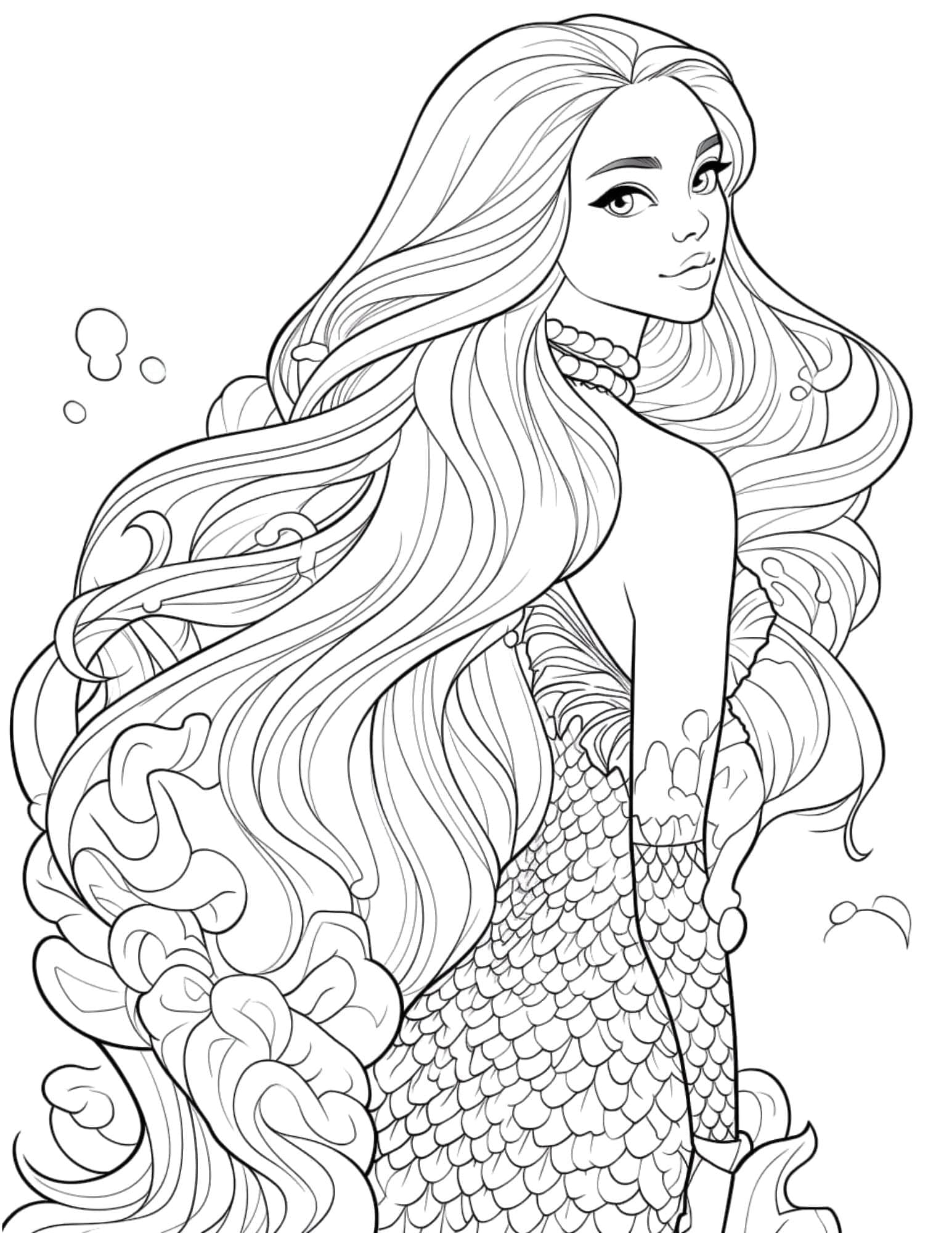 60 Printable Realistic Mermaid Coloring Pages 35