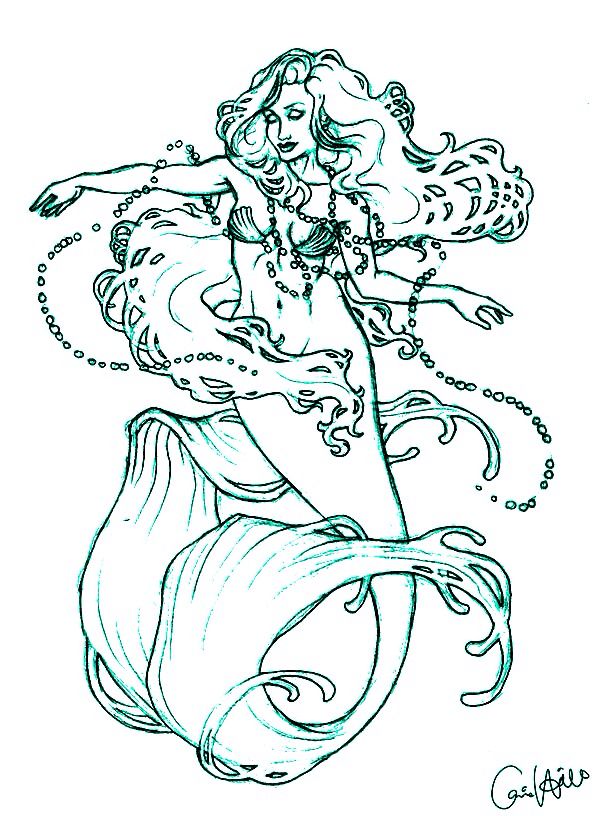 60 Printable Realistic Mermaid Coloring Pages 36