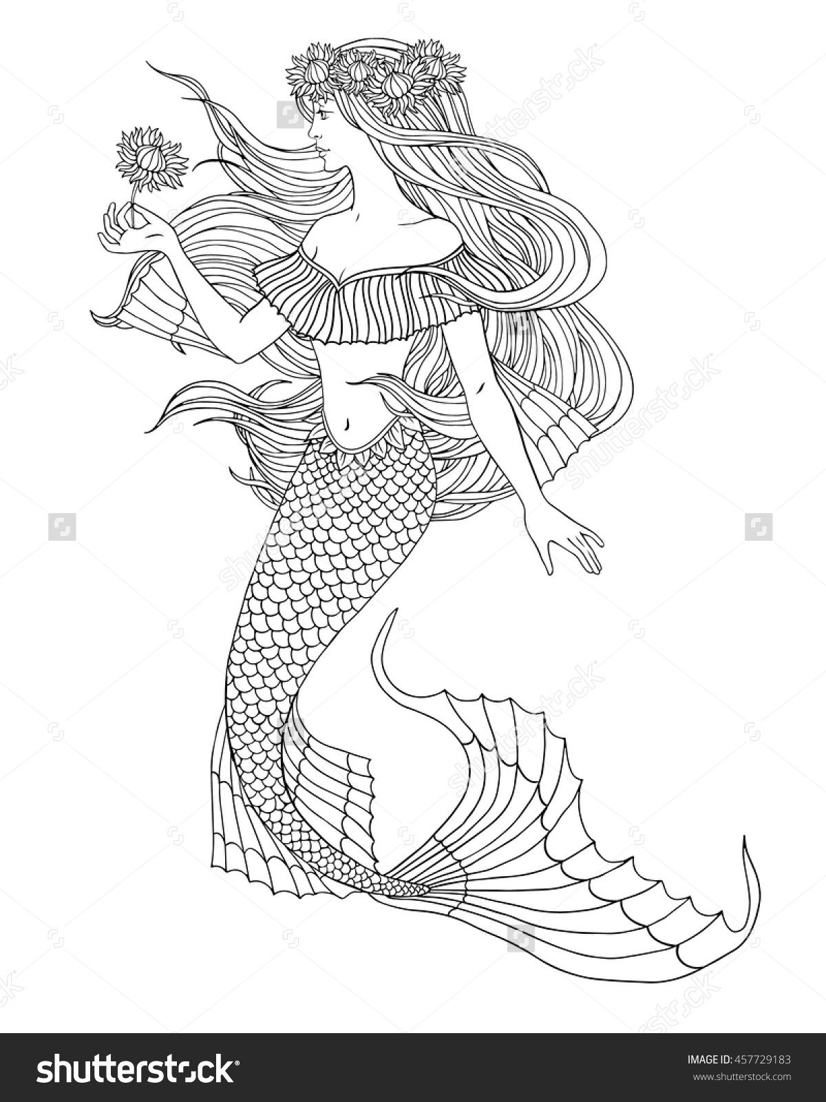 60 Printable Realistic Mermaid Coloring Pages 52