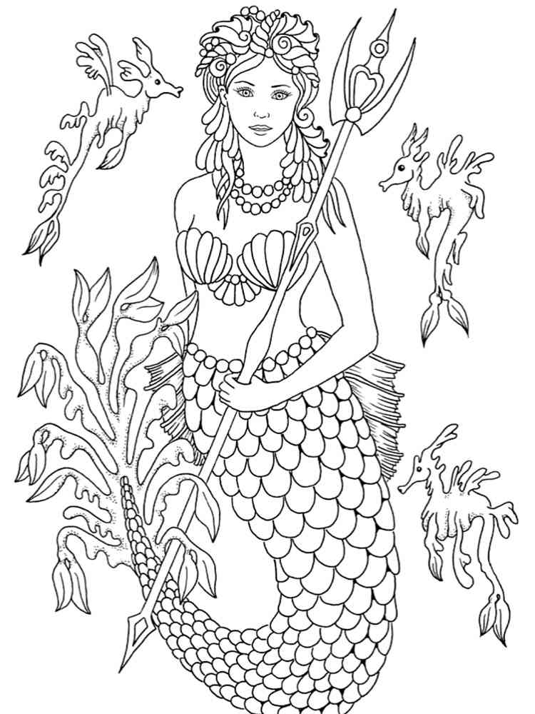 60 Printable Realistic Mermaid Coloring Pages 55