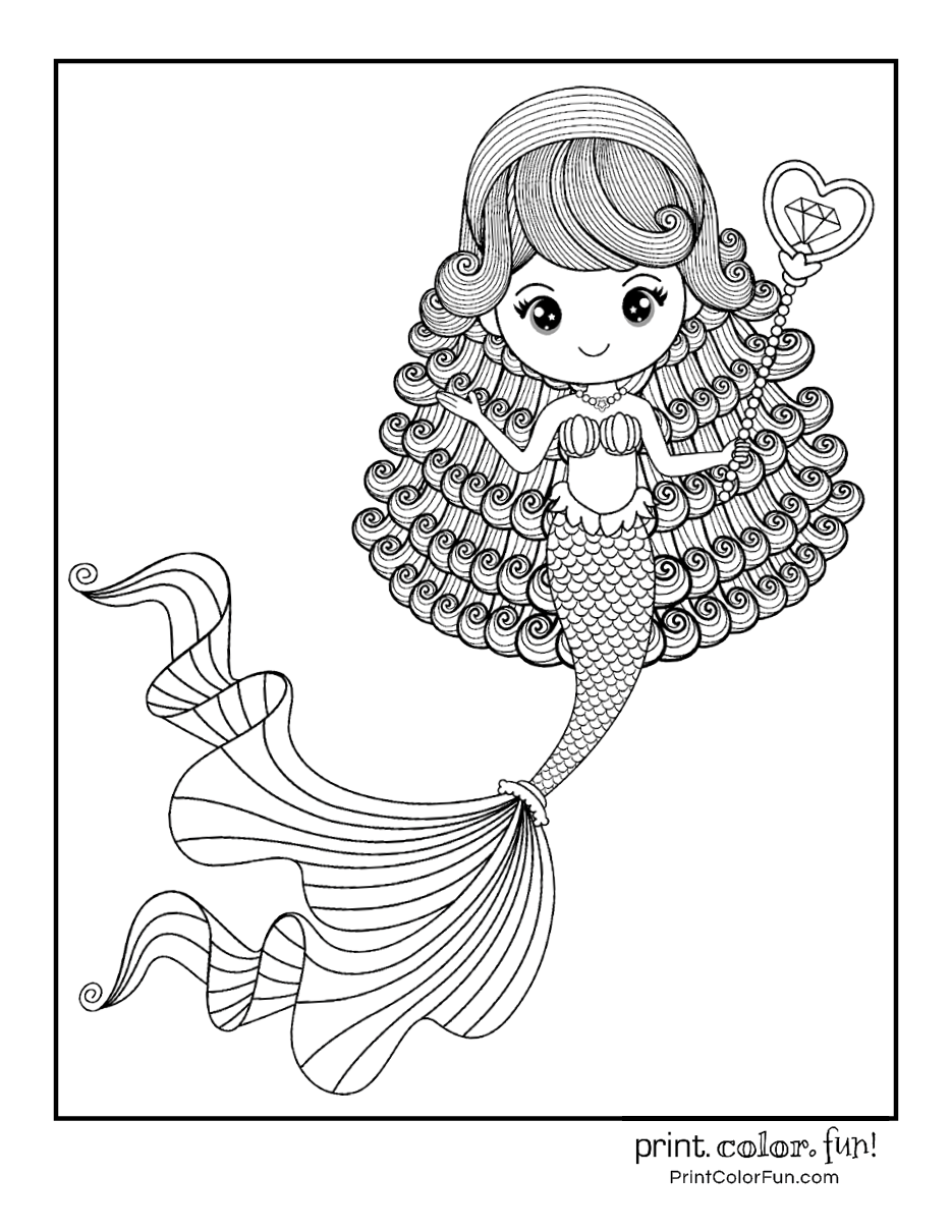 60 Printable Realistic Mermaid Coloring Pages 56