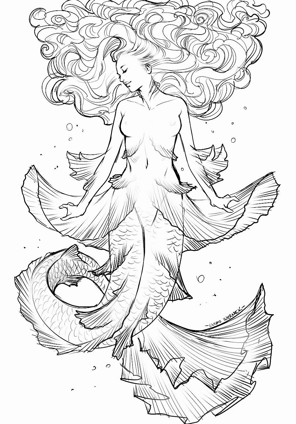 60 Printable Realistic Mermaid Coloring Pages 59