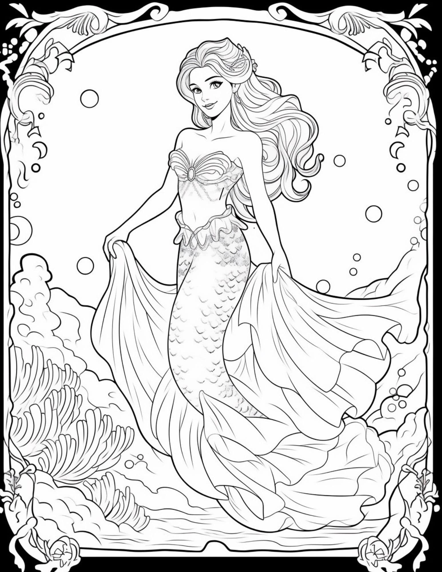 60 Printable Realistic Mermaid Coloring Pages 60