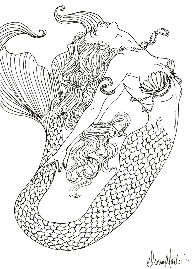 60 Printable Realistic Mermaid Coloring Pages 9