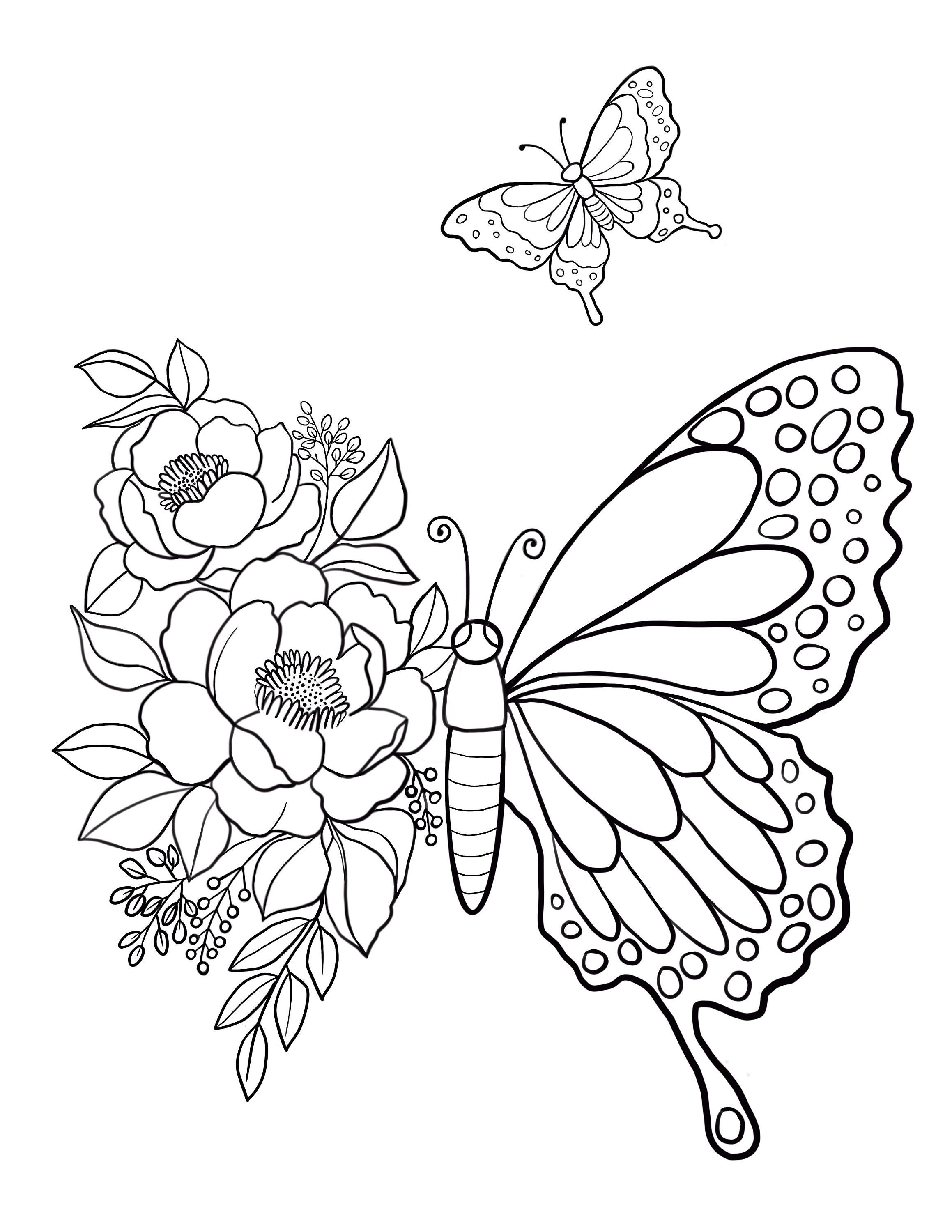 Get 85 Printable Flower Butterfly Coloring Pages Ideas 1