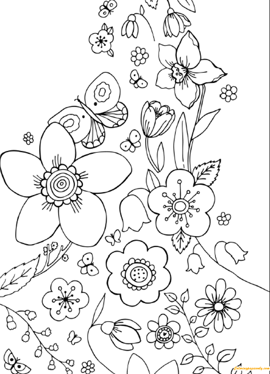 Get 85 Printable Flower Butterfly Coloring Pages Ideas 4