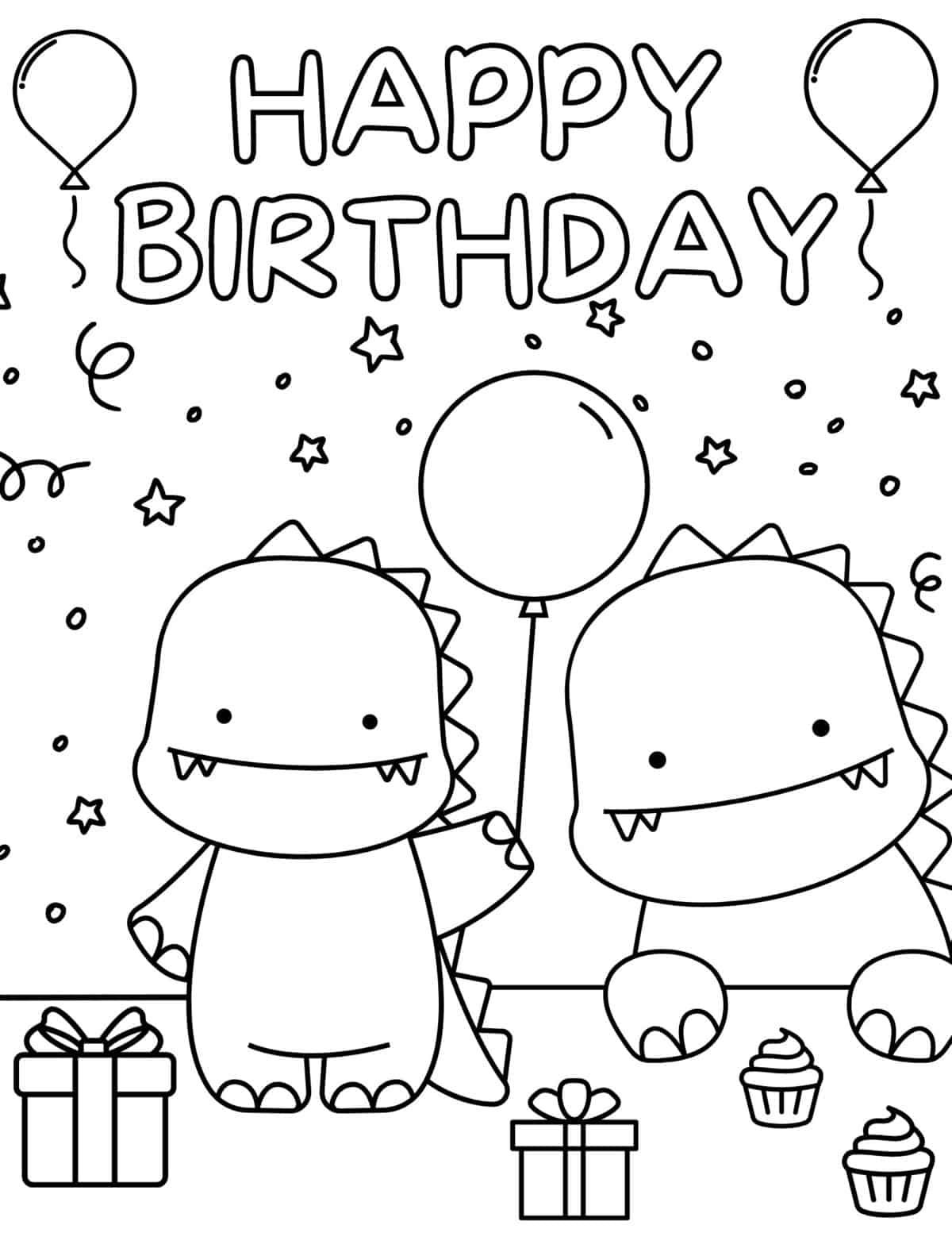 20 Birthday Cartoon Drawing Coloring Pages