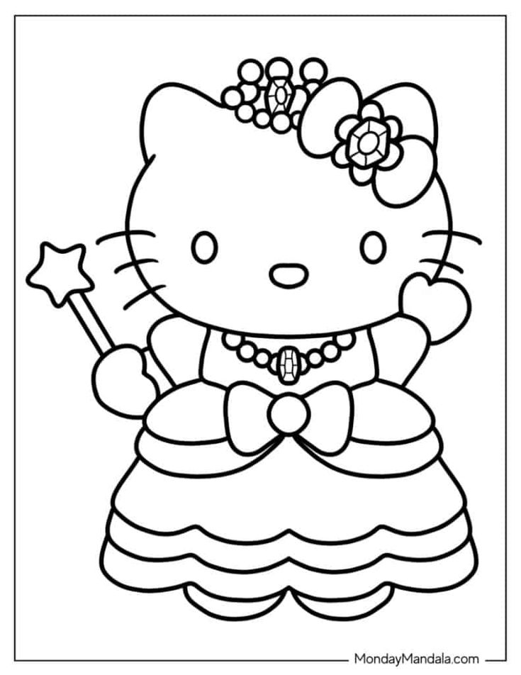 20 Hello Kitty With Hair Coloring Page