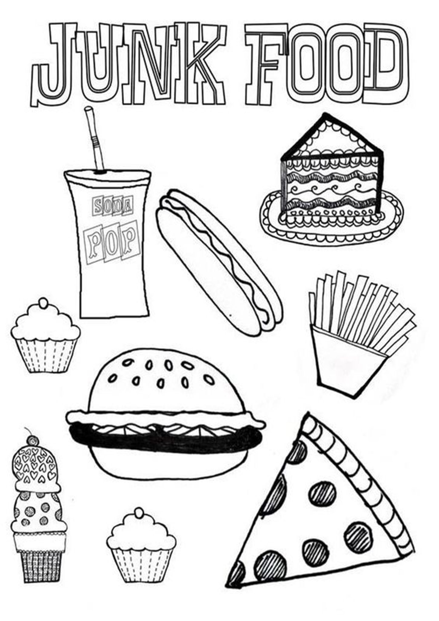 20 Junk Food Coloring Pages Easy