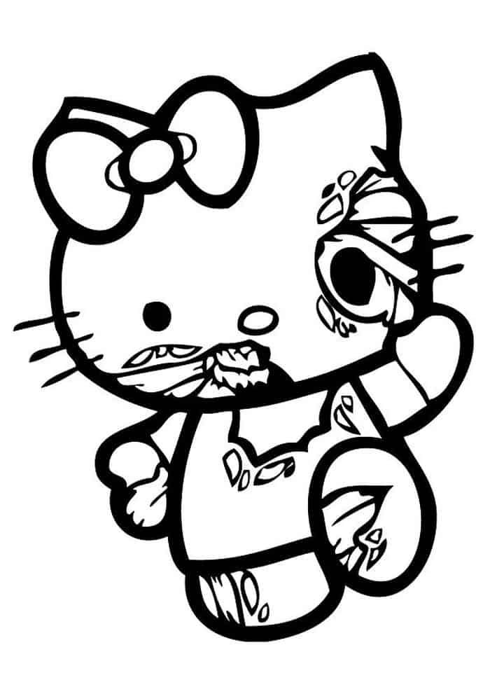 20 Zombie Hello Kitty Coloring