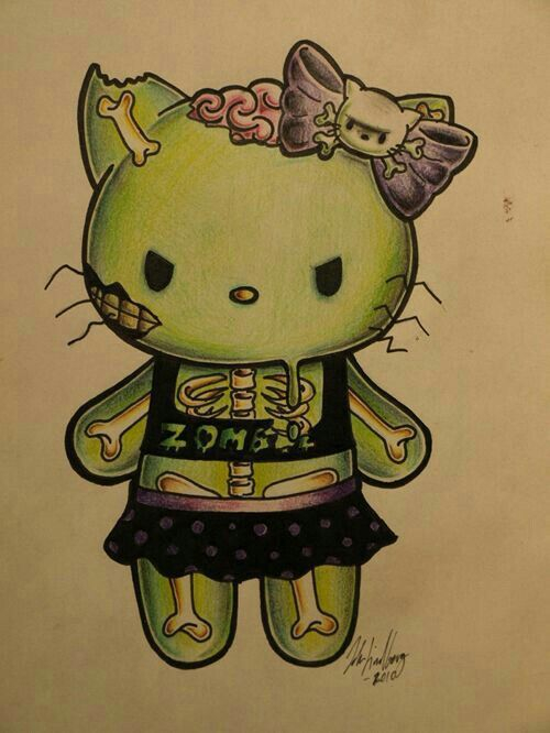 20 Zombie Hello Kitty Coloring