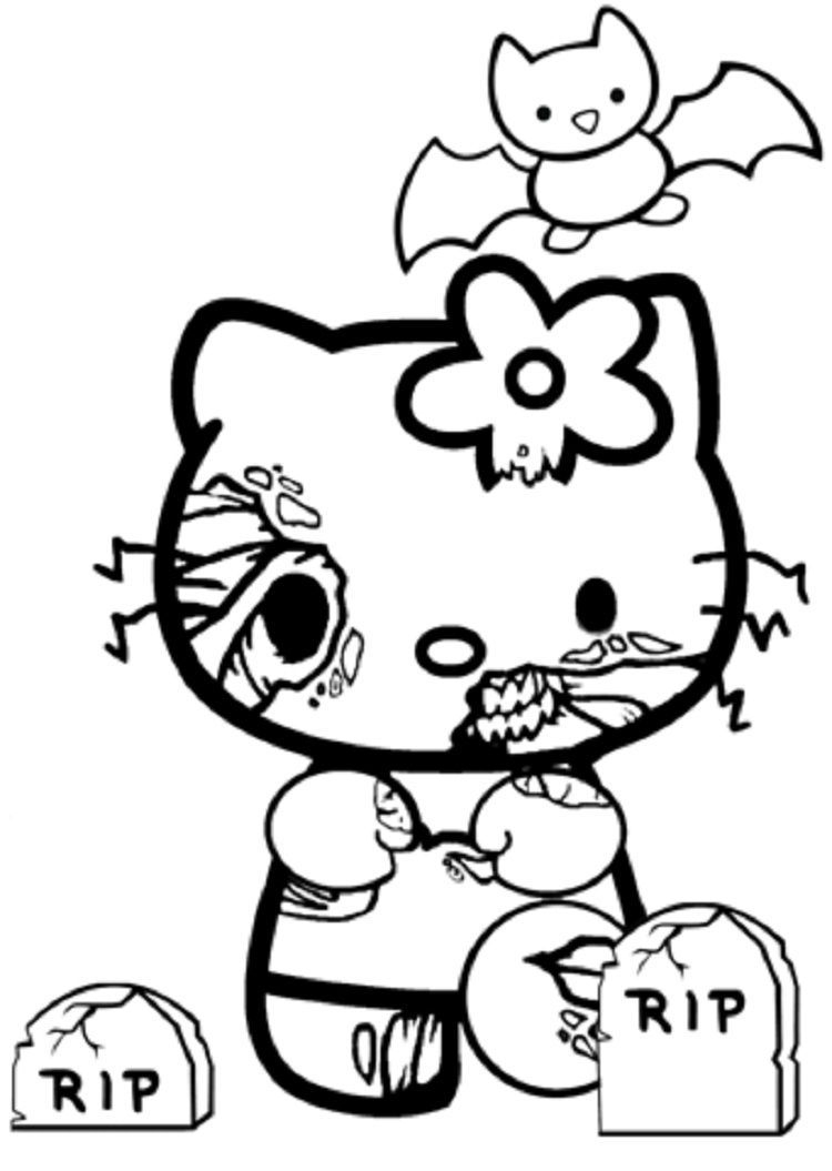 20 Zombie Hello Kitty Coloring Page