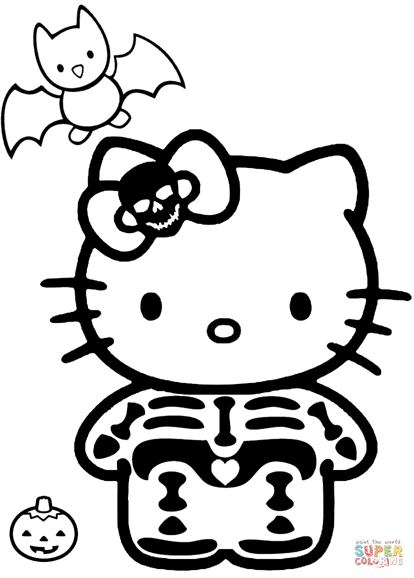 20 Zombie Hello Kitty Coloring Page