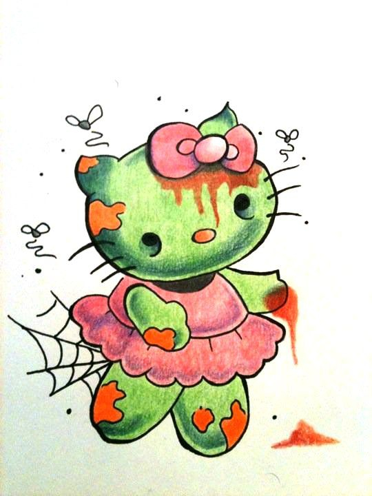 20 Zombie Hello Kitty Coloring Page